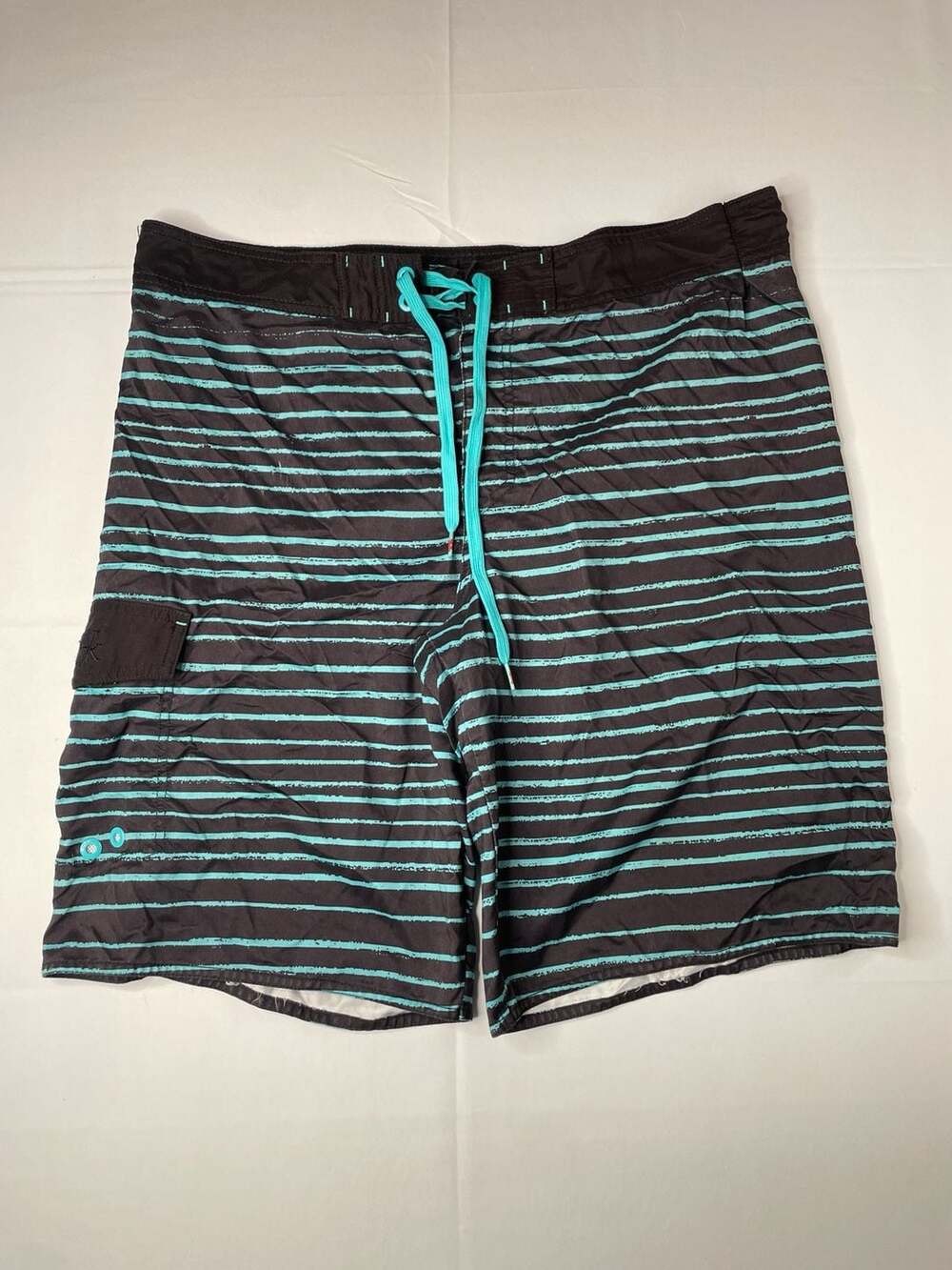 Tony Hawk Men's Black Blue Striped Board Shorts Swim Trunks Size L